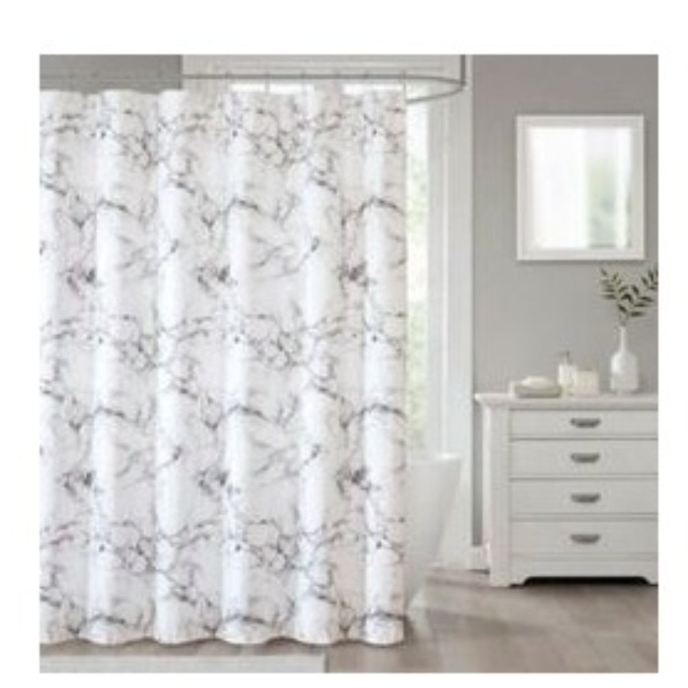 Marble Polyester Shower Curtain - Silver - 70"x84"